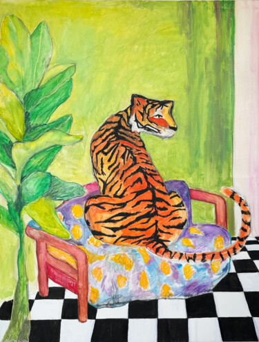 "The Tiger/La tigre" başlıklı Tablo Idra tarafından, Orijinal sanat, Petrol Ahşap Sedye çerçevesi üzerine monte edilmiş