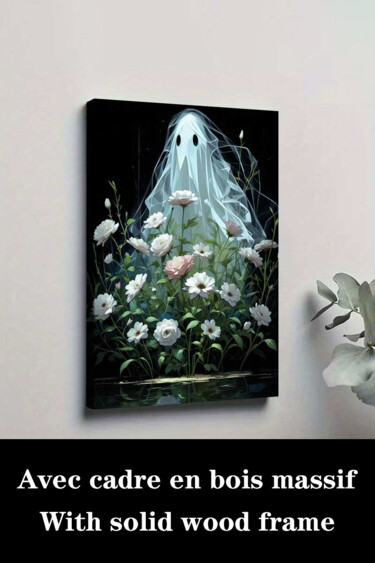 Printmaking titled "Gothic Ghostly Bloo…" by Jiang Hua Liang, Original Artwork, Inkjet Mounted on Wood Stretcher frame