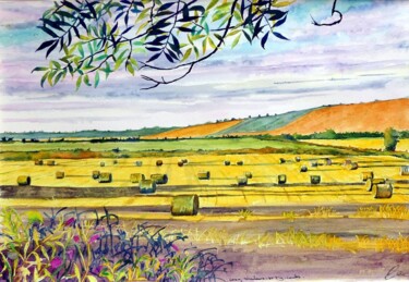 Картина под названием "Long Shadows" - Elizabeth Sadler, Подлинное произведение искусства, Акварель