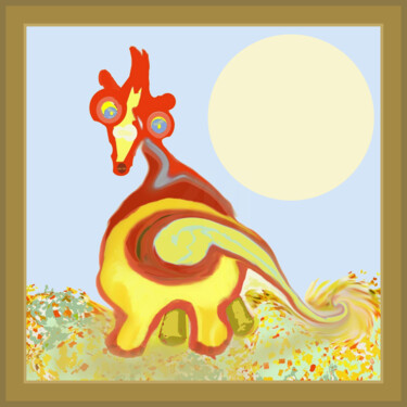 Цифровое искусство под названием "Surprised Dino" - Phillip Reese, Подлинное произведение искусства, 2D Цифровая Работа