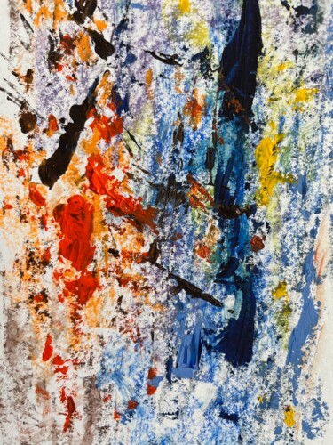 绘画 标题为“Feuilles rouges d'a…” 由Claudine Janel, 原创艺术品, 丙烯 安装在纸板上