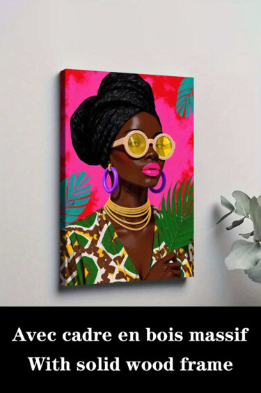 Printmaking titled "Tropical Woman Port…" by Jiang Hua Liang, Original Artwork, Inkjet Mounted on Wood Stretcher frame