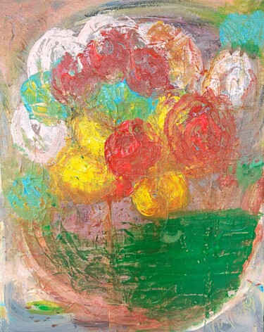 Malerei mit dem Titel "La Ronde des Fleurs" von Orlane Grelet, Original-Kunstwerk, Acryl Auf Keilrahmen aus Holz montiert