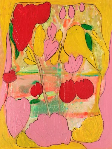 绘画 标题为“Guimauve” 由Orlane Grelet, 原创艺术品, 丙烯 安装在木质担架架上