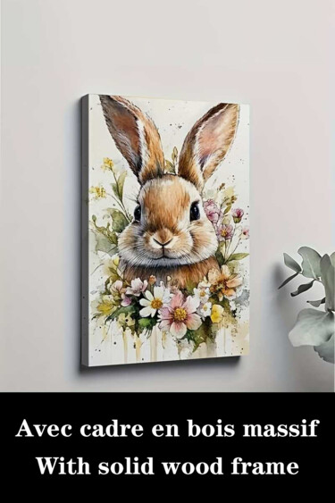 Gravures & estampes intitulée "Spring Easter Bunny…" par Jiang Hua Liang, Œuvre d'art originale, Jet d’encre Monté sur Châss…