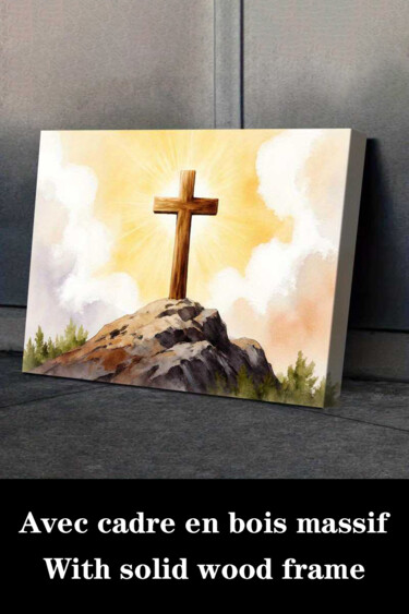 Printmaking titled "Radiant Cross Hillt…" by Jiang Hua Liang, Original Artwork, Inkjet Mounted on Wood Stretcher frame