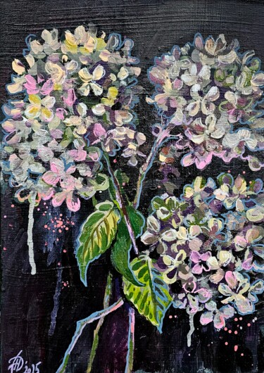 Malerei mit dem Titel "Hydrangea flowers" von Annie Dove, Original-Kunstwerk, Acryl