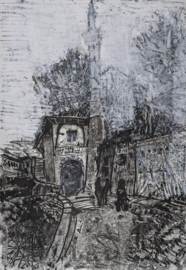 Printmaking titled "Grey Beige Abstract…" by Larisa Stekhina, Original Artwork, Monotype