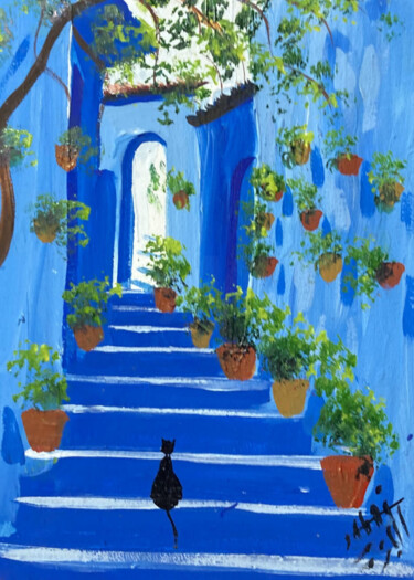 Painting titled "Original Moroccan A…" by Redwan Elbazi, Original Artwork, Acrylic Mounted on Wood Panel