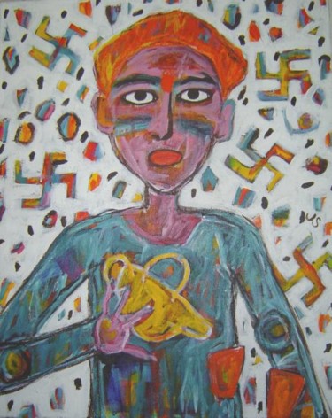 Painting titled "chai walla" by Jo Schofield, Original Artwork