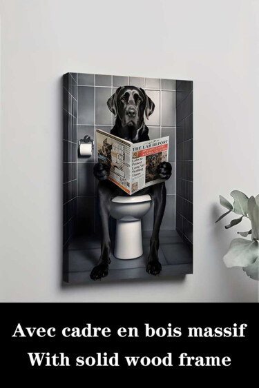"Humorous Black Labr…" başlıklı Baskıresim 江华 梁 tarafından, Orijinal sanat, Mürekkep püskürtmeli Ahşap Sedye çerçevesi üzeri…