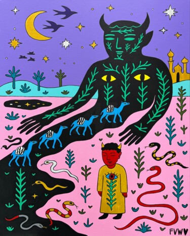 "Desert Piligrim -…" başlıklı Tablo Violetta Kiseleva tarafından, Orijinal sanat, Akrilik Ahşap Sedye çerçevesi üzerine mont…