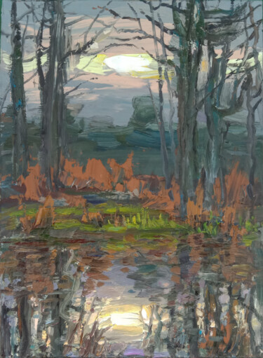 Картина под названием "Where autumn ends" - Vitaliy Ustimenko, Подлинное произведение искусства, Масло