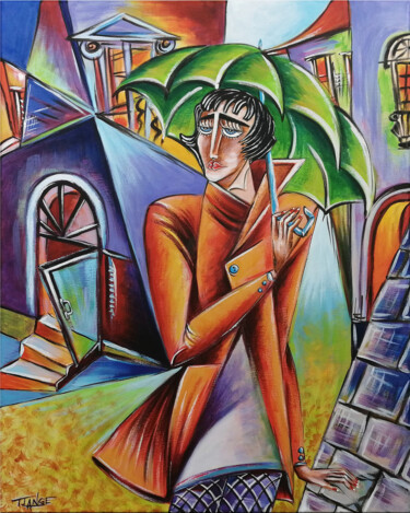 Painting titled "Woman Chillout #M357" by Thomas Lange, Original Artwork, Oil