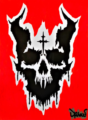 Painting titled "Ghost skull" by Dr. Love, Original Artwork, Acrylic