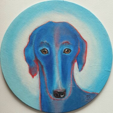 "Blue galgo - Hope" başlıklı Tablo Ksenia June tarafından, Orijinal sanat, Akrilik Karton üzerine monte edilmiş