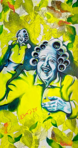 Malerei mit dem Titel "verLOCKENd" von Ute Kleist, Original-Kunstwerk, Acryl Auf Keilrahmen aus Holz montiert