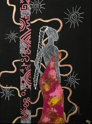 Painting titled "Feu intérieur" by Olivia Emélia J Sloane, Original Artwork, Acrylic Mounted on Wood Stretcher frame