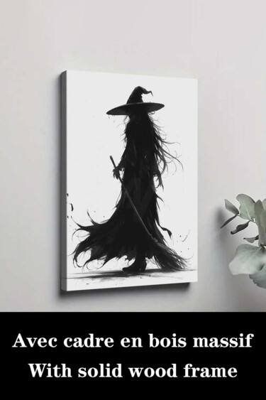 "Gothic Witch Silhou…" başlıklı Baskıresim 江华 梁 tarafından, Orijinal sanat, Mürekkep püskürtmeli Ahşap Sedye çerçevesi üzeri…