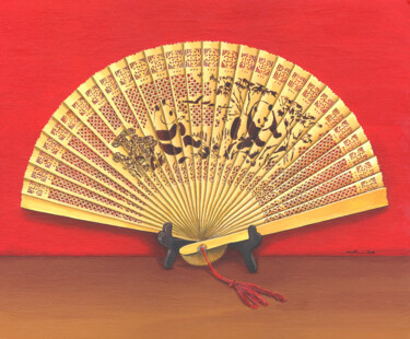 Painting titled "L'éventail en bambou" by Jean-Luc Bernard, Original Artwork, Acrylic