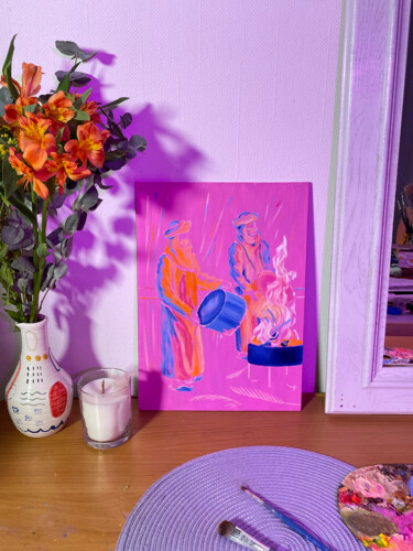 Картина под названием "МИНИАТЮРА «СНЫ О СА…" - Elizaveta Marenkova (tahunuiarangi), Подлинное произведение искусства, Масло