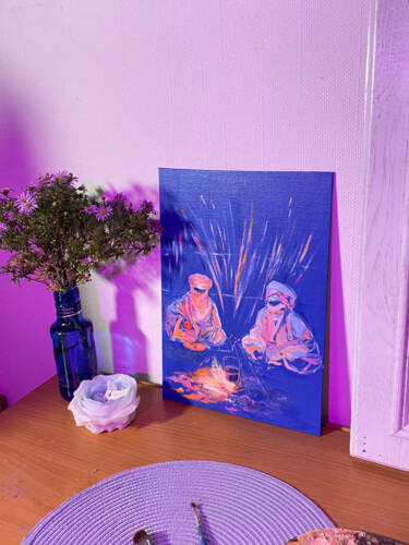 Картина под названием "МИНИАТЮРА «НОЧНОЕ С…" - Elizaveta Marenkova (tahunuiarangi), Подлинное произведение искусства, Масло