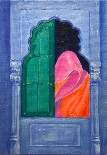 Картина под названием "МИНИАТЮРА «ВРАТА В…" - Elizaveta Marenkova (tahunuiarangi), Подлинное произведение искусства, Масло