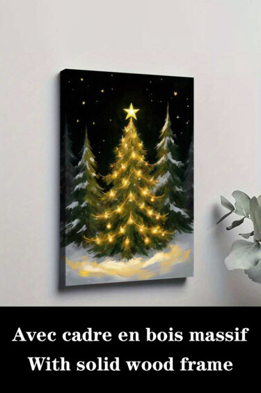 Printmaking titled "Magical Glowing Chr…" by Jiang Hua Liang, Original Artwork, Inkjet Mounted on Wood Stretcher frame