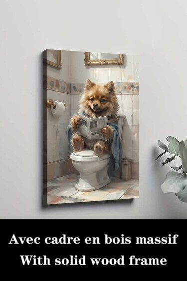 "Cute Pomeranian Bat…" başlıklı Baskıresim 江华 梁 tarafından, Orijinal sanat, Mürekkep püskürtmeli Ahşap Sedye çerçevesi üzeri…