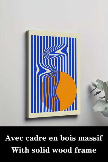 Printmaking titled "Minimalist Abstract…" by Jiang Hua Liang, Original Artwork, Inkjet Mounted on Wood Stretcher frame