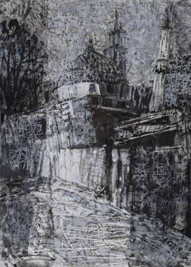 Printmaking titled "Grey Abstract Monot…" by Larisa Stekhina, Original Artwork, Monotype