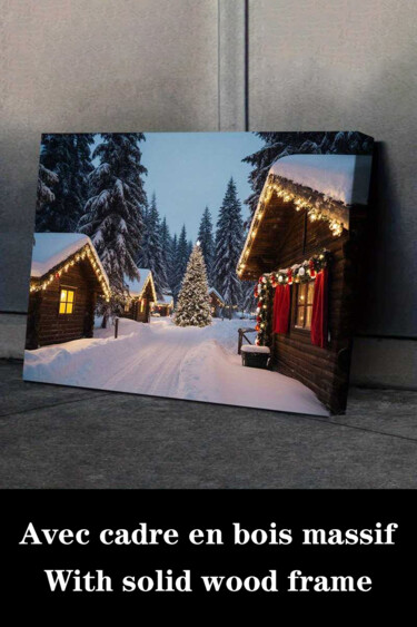 Gravures & estampes intitulée "Winter Cabin Christ…" par Jiang Hua Liang, Œuvre d'art originale, Jet d’encre Monté sur Châss…