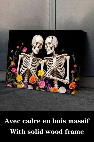 "Gothic Skeleton Cou…" başlıklı Baskıresim 江华 梁 tarafından, Orijinal sanat, Mürekkep püskürtmeli Ahşap Sedye çerçevesi üzeri…