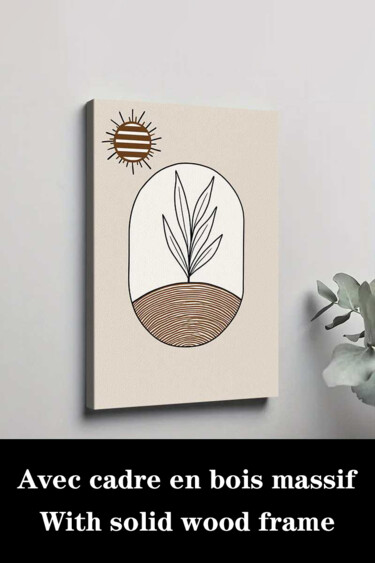 Printmaking titled "Minimalist Sun Plan…" by Jiang Hua Liang, Original Artwork, Inkjet Mounted on Wood Stretcher frame