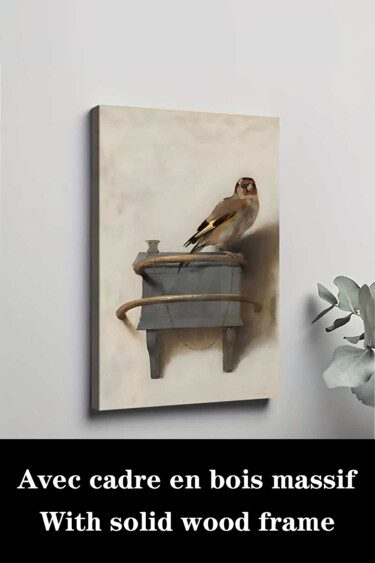 Printmaking titled "Goldfinch Birdsuita…" by Jiang Hua Liang, Original Artwork, Inkjet Mounted on Wood Stretcher frame