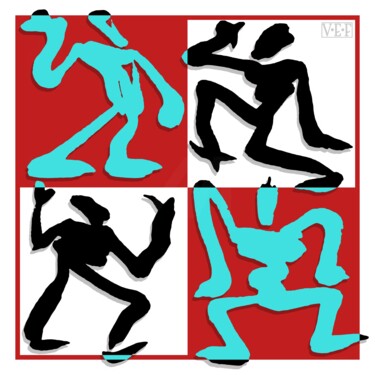 "Four Sumi-e Figures" başlıklı Dijital Sanat Van Evan Fuller tarafından, Orijinal sanat, Dijital Resim