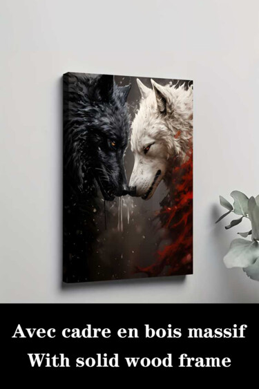 "Black and White Wol…" başlıklı Baskıresim 江华 梁 tarafından, Orijinal sanat, Mürekkep püskürtmeli Ahşap Sedye çerçevesi üzeri…