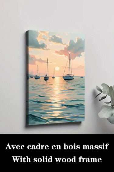 "Coastal Sailboat Su…" başlıklı Baskıresim 江华 梁 tarafından, Orijinal sanat, Mürekkep püskürtmeli Ahşap Sedye çerçevesi üzeri…