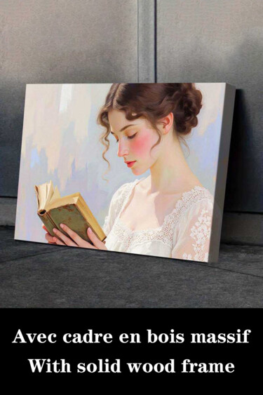 "Vintage Book Reader…" başlıklı Baskıresim 江华 梁 tarafından, Orijinal sanat, Mürekkep püskürtmeli Ahşap Sedye çerçevesi üzeri…