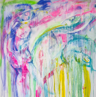 Painting titled "Abstract Portrait W…" by Alesha Chi, Original Artwork, Acrylic