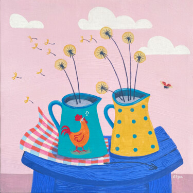 Картина под названием "Colorful still life…" - Elga, Подлинное произведение искусства, Акрил Установлен на Деревянная рама д…