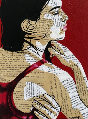 Collagen mit dem Titel "Alizarine" von Annabelle Amory, Original-Kunstwerk, Acryl Auf Karton montiert