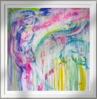 Printmaking titled "Abstract Portrait…" by Alesha Chi, Original Artwork, Acrylic