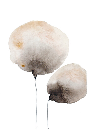 Painting titled "Minimalist Balloons…" by Tani Soul, Original Artwork, Watercolor
