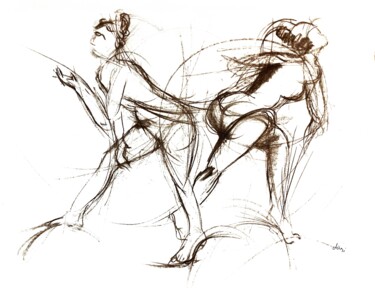 "ouverture" başlıklı Resim Jani tarafından, Orijinal sanat, Karakalem Ahşap Sedye çerçevesi üzerine monte edilmiş