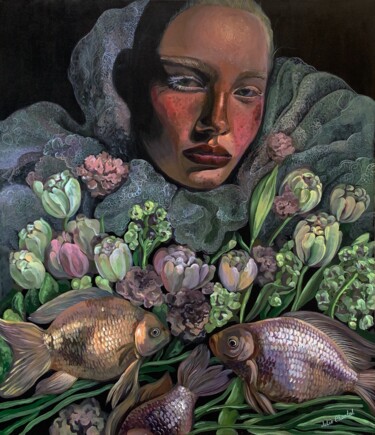 "Girl with fish and…" başlıklı Tablo Julie Chantal tarafından, Orijinal sanat, Akrilik