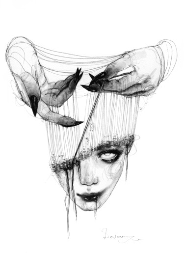 Dessin intitulée "Weave" par Doriana Popa, Œuvre d'art originale, Encre