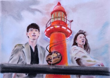 Malarstwo zatytułowany „A man and a woman t…” autorstwa Елена Поволокина (PovElena), Oryginalna praca, Pastel