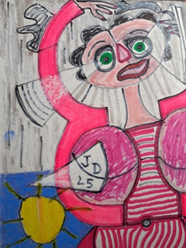 Malerei mit dem Titel "Miss Météo ou Solei…" von Jacques Desvaux (JD), Original-Kunstwerk, Marker