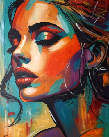 Peinture intitulée "In the Embrace of t…" par Stach, Œuvre d'art originale, Huile Monté sur Châssis en bois